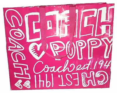 Coach Hot Pink Large Shopping Bag Poppy Graffiti Grossgrain Ribbon Handle CUTE! • $12.50