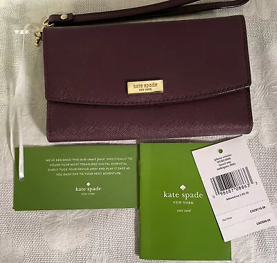 Kate Spade IPhone Case Wallet Wristlet Laurel Way Mahogany • £43.41