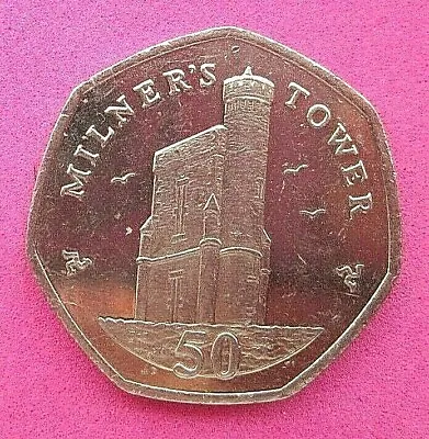 ISLE OF MAN   50p      MILNER'S TOWER       2016      CIRCULATED  • £3.25