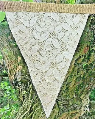 £2.50 • Buy Hessian And Lace Wedding Bunting Shabby Chic Vintage