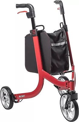 Drive Medical Nitro Sprint Foldable Rollator Walker With Seat Red RTL10266TWHL • $180