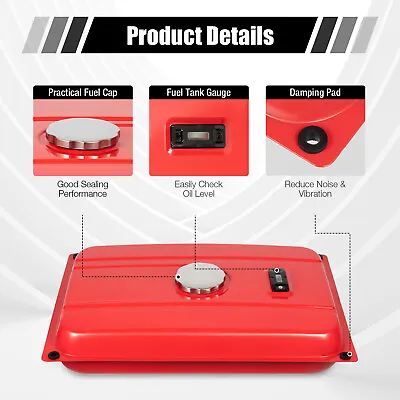 18.9L Red Rectangular 5-gallon Fuel Tank Iron Gas Fuel Tank With Switch Gauge  • $47