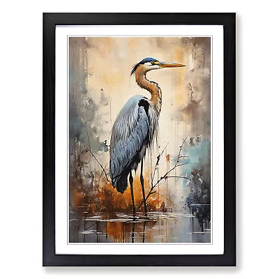 Heron Modern Wall Art Print Framed Canvas Picture Poster Decor Living Room • £29.95