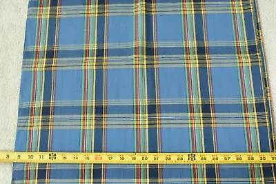 By 1/2 Yd Vintage; Blue Green Red Plaid Lt-Weight Cotton Shirting P5021 • $4