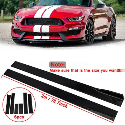 78.7  Side Skirts Extension Rocker Panel Splitter Glossy Black For Ford Mustang • $46.95