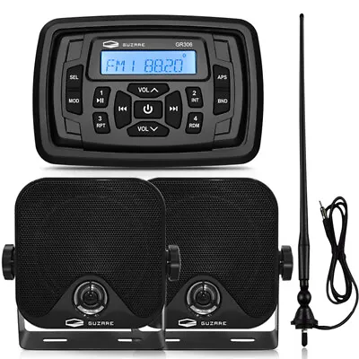 Marine Stereo Bluetooth Waterproof AM FM Radio System For ATV UTV RV UV Golf Car • $126.42