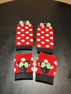Set Of Girls Disney Christmas Minnie Mouse Sequin Fingerless Gloves Leg Warmers • $9.99