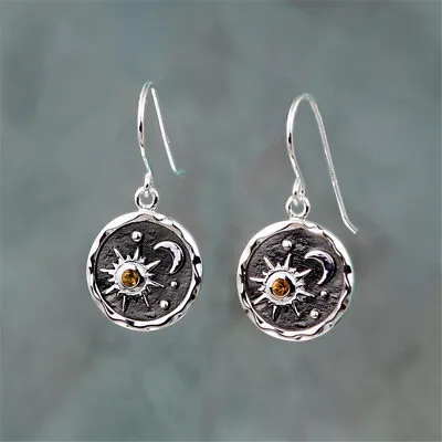 $2.29 • Buy Fashion 925 Silver Moon Star Drop Earrings For Women Cubic Zirconia Jewelry Gift