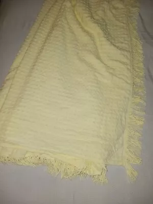 Vintage Morgan Jones Yellow Popcorn Hobnail Chenille Bedspread Coverlet W/Fringe • $49.99