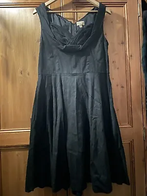 Lindy Bop Ophelia Vintage Style Dress Black Cotton Uk 14 • £12.99