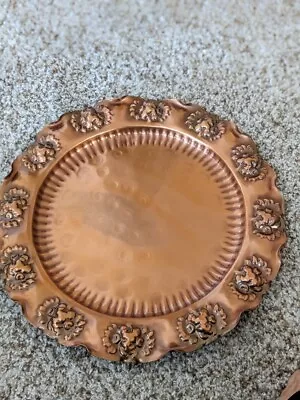 Vintage Gregorian Copper Tray Platter Charger Hammered Scallop Floral Large 13.5 • $30