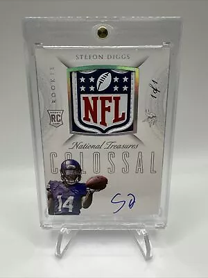 2015 National Treasures Stefon Diggs RC Rookie Patch Auto RPA 1/1 SSP NFL Shield • $1033