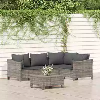 VidaXL 5 Piece Garden Lounge Set With Cushions Grey Poly Rattan • $532.39