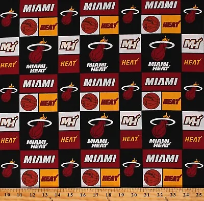 Cotton Miami Heat Patch NBA Basketball Sports Team Fabric Print By Yard D670.21 • $9.95