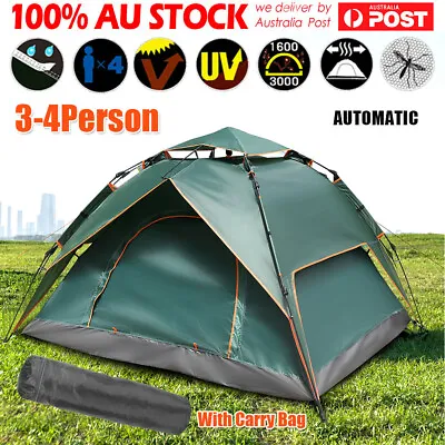 $63.89 • Buy 3-4Person Beach Tent Shelter Camping Pop Up Instant Dome Family Shade Hiking Sun