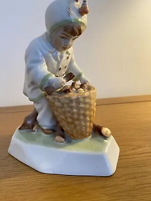 Zsolnay Hungarian Porcelain  Boy Gathering Firewood - Figurine 1960's. • £24.95