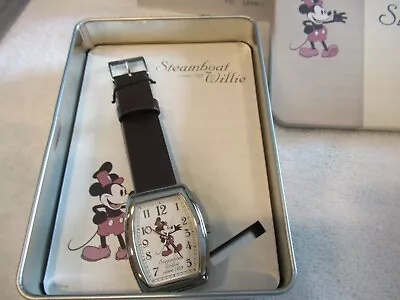  New Steamboat Willie  Mickey  Wrist Watch  ©disney-fsc#32099- Tin & Box • $59.99