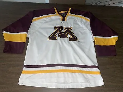 Youth Large NIKE MINNESOTA GOLDEN GOPHERS NCAA HOCKEY JERSEY WHITE Clean Ccha • $70