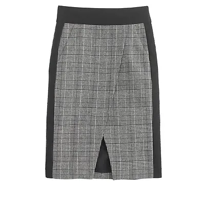 New J CREW Black Glen Plaid Faux Wrap Pencil Skirt Sz 6 • $16.99