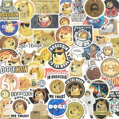 10pcs Dogecoin Stickers Doge Coin Meme Vinyl Decals Dog Sticker Buy 2 Get 1 Free • $3.25