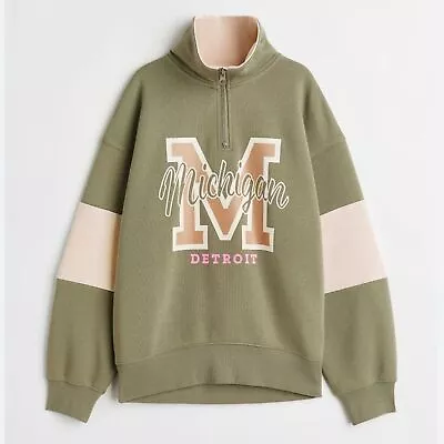 DETROIT Michigan H&M Oversized Half-zip Sweatshirt • $15.85