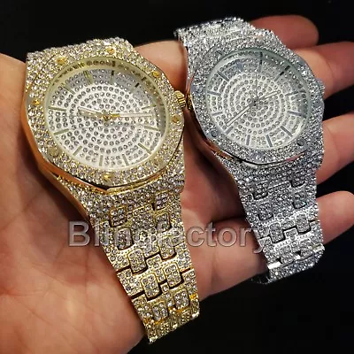 Lab Diamond Luxury MIGOS Iced Rapper's Metal Band Dress Clubbing Wrist Watch • $28.99