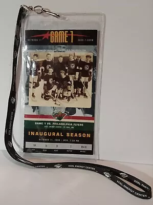 MINNESOTA WILD Vs FLYERS INAUGURAL HOCKEY GAME LANYARD & TICKET 10/11/2000 • $35.99