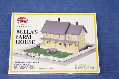 Model Power 1559 N-Scale Bella's Farm House Ready  Assemble. Six Molded Colors. • $24.96