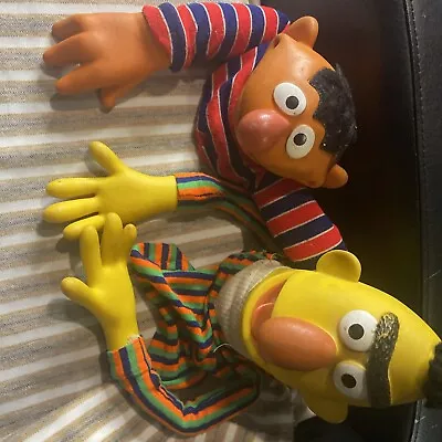 Bert And Ernie Sesame Street Vintage Rare Old Hand Puppets Original 1970s • $29