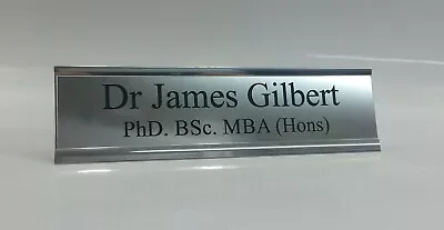 Silver Office Door Name Plate Holder Plaque With Personalised Insert • £4.95