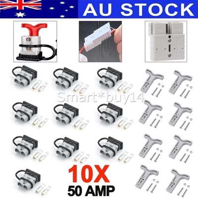 $23.95 • Buy 10x For Anderson Style Plug Connectors 50 AMP T Handle Dust Cap Cover Solar OZ
