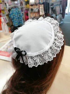 £5 • Buy French Maid Hat Cap Black & White Victorian Rocky Horror Magenta Fancy Dress