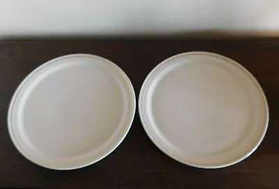 2 Dinner Plate 9-3/4  MYR15 Ivory White Gold Band - Mayer China Beaver Falls PA • $17.50