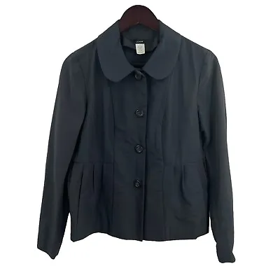 J Crew Black Peter Pan Collar Button Front Jacket Size 6 • $38.10