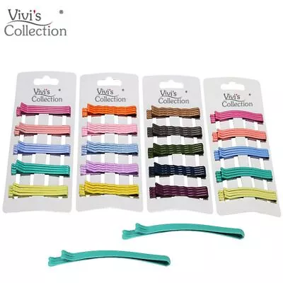 20x Hair Grips Clips Pins Slides 6cm Waved Kirby Bobby Bun Colorful Accessories • £2.99