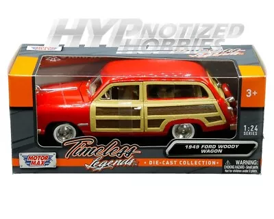 Motormax 1:24 1949 Ford Woody Wagon Die-cast Red 73260 • $15.60