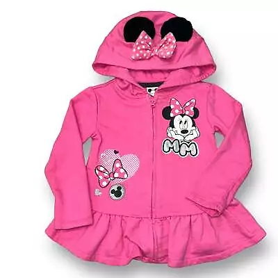 Girls Disney Size 2T Pink Minnie Mouse Zippered Hoodie • $7