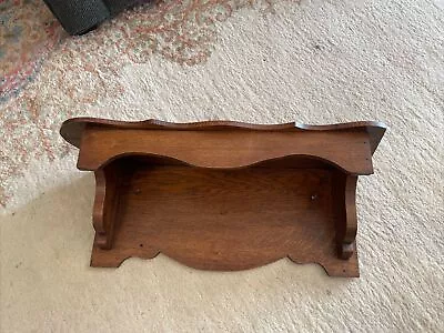 Antique Oak Wall Mount Clock/Trinket Shelf - Dimensions: 23”W.  9” H.  7 1/2” De • $95