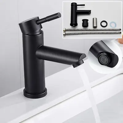 £13.97 • Buy Modern Basin Mixer Sink Tap Brass Single Lever Bathroom Matte Mono Faucet Black