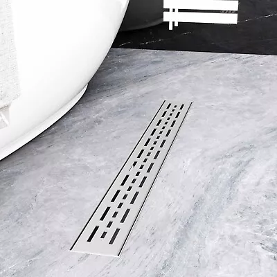 Stainless Steel Wet Room Linear Shower Floor Drain Channel Gully Waste Trap 60cm • £37.99