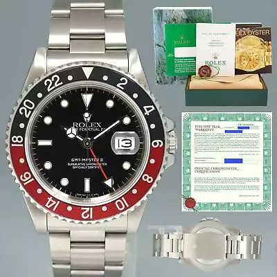 1989 MINT PAPERS Rolex GMT-Master II Coke Red Black Steel 16710 40mm Watch Box • $11992.13