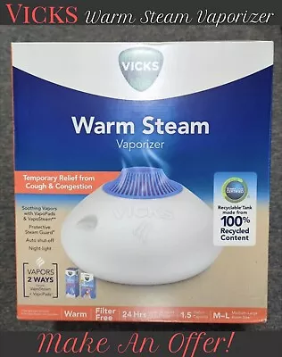 ✨Vicks✨ Warm Steam Vaporizer Humidifier With Night Light - 1.5gal  • $12.90