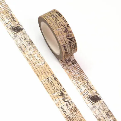 $5.50 • Buy Washi Tape Vintage Post Mark Script Text Writing Stamp 15mm X 10m