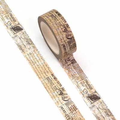 Washi Tape Vintage Post Mark Script Text Writing Stamp 15mm X 10m • $5.90