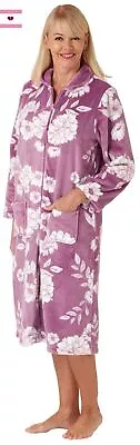 £23 • Buy Ladies Zip Front Embossed Soft Dressing Gown Bath Robe Size 8-26 Plus Size Gift