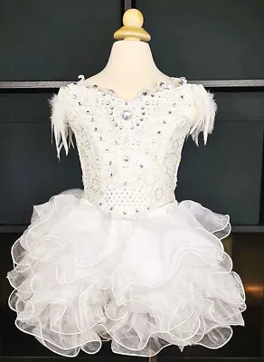 NEW Custom Made National Pageant Gown / White Dress W/Medium Glitz Level 2T 3T • $349