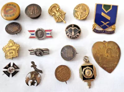 Vintage Lot Pins -  Fraternal / Military / School ++ • $12.95