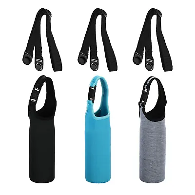 3pcs 67x185mm Water Bottle Sling Bag Insulated Holder Carrier With Strap 3 Color • £13.35