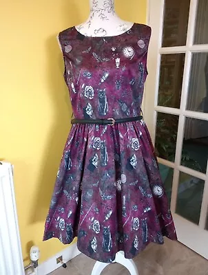 Lindy Bop Audrina Victorian Potion Print Swing Dress Size 16 • £26