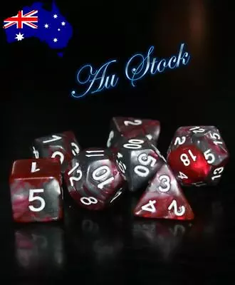 $10.98 • Buy Dice 7 Piece Set D & D Polyhedral Red & Silver Pathfinder Dungeons & Dragons 